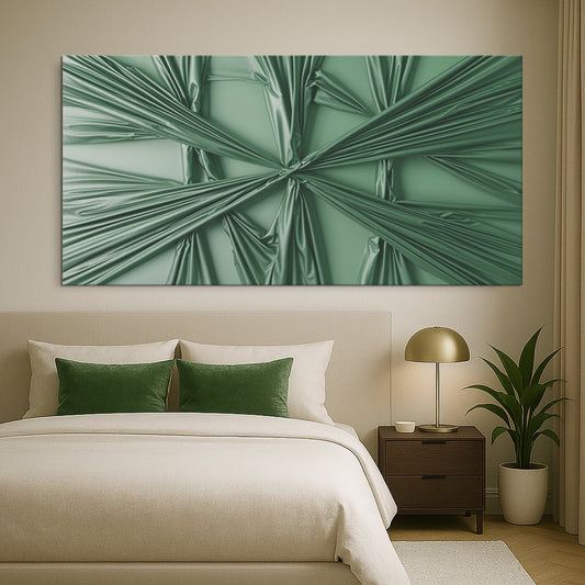 Sage Green Radiating Lines Minimalist canvas shown in a styled room setting, view 2