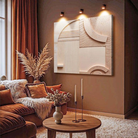Peach and Cream Arches Minimalist canvas shown in a styled room setting, view 2
