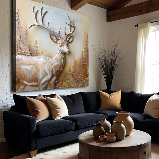 3D Deer Canvas Wall Art