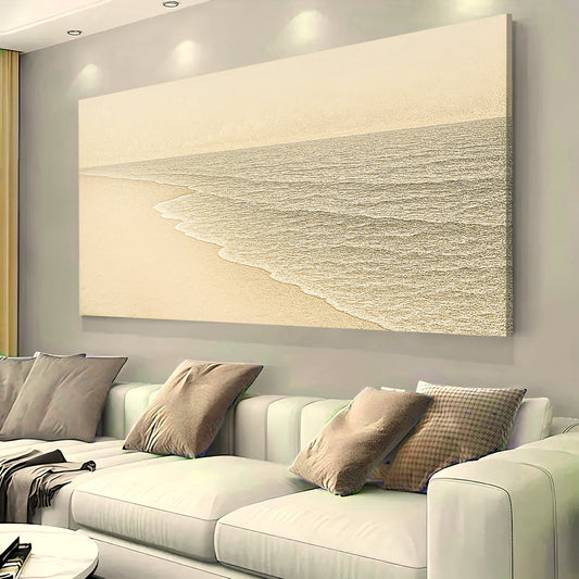 Cream Beach and White Surf canvas shown in a styled room setting, view 2