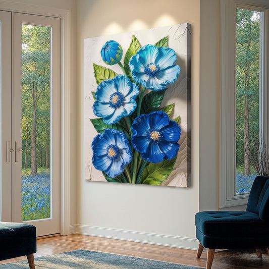 Blue Blossom Bouquet on Cream canvas shown in a styled room setting, view 2
