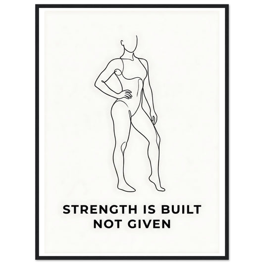 Women Fitness Poster — Strength Is Built Not Given - 13x18 cm / 5x7″ - White frame / Ready-to-hang - Sparkycare