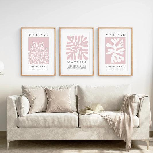 Abstract Cut-Out Wall Art Set of 3, Pink Neutral Prints