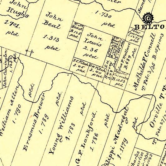 Vintage Map of Bell County, Texas, 1879