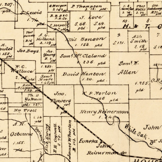 Vintage Map of Harris County, Texas, 1879