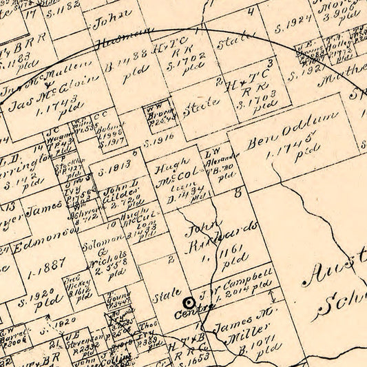 Vintage Map of Lampasas County, Texas, 1879