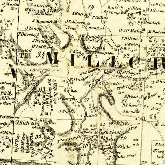 Vintage Map of Hamilton County, Ohio, 1847
