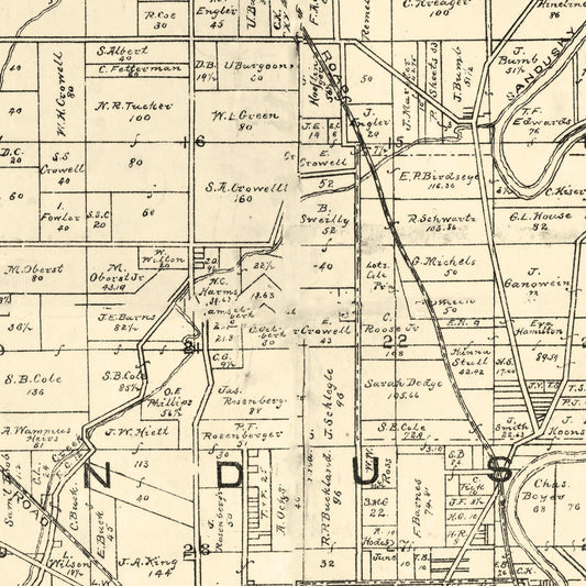 Vintage Map of Sandusky County, Ohio, 1891