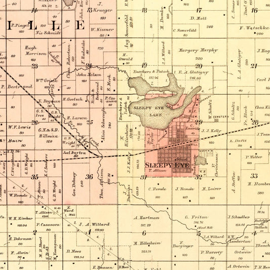 Vintage Map of Brown County, Minnesota 1886 Wall Art