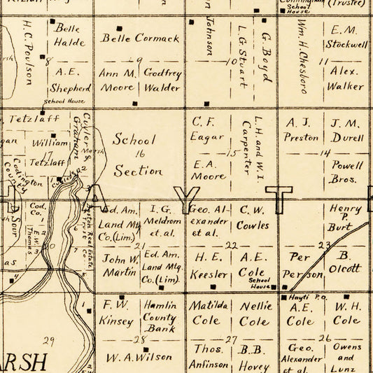 Vintage Map of Hamlin County, South Dakota, 1897