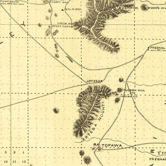 Vintage Map of Pima County, Arizona, 1893
