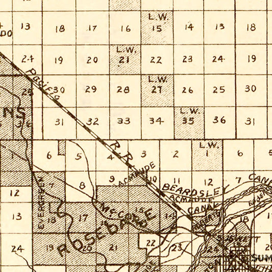 Vintage Map of Kern County, California, 1888