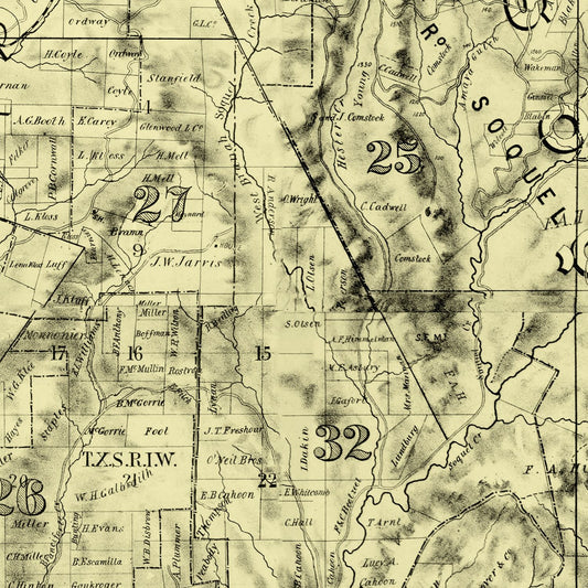 Vintage Map of Santa Cruz County, California, 1889