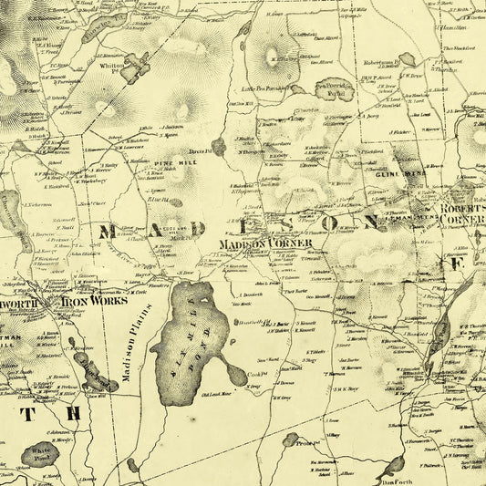Vintage Map of Carroll County, New Hampshire, 1861