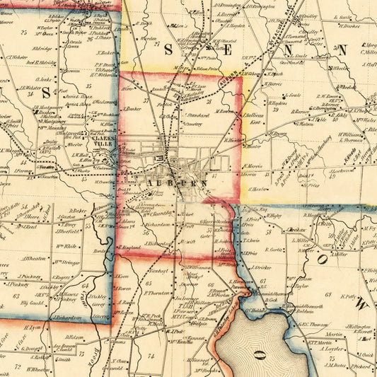 Vintage Map of Cayuga County, New York, 1853