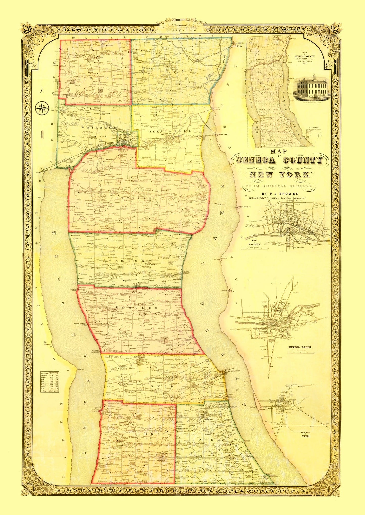 Vintage Map of Seneca County, New York, 1858 II