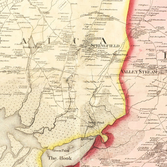 Vintage Map of Queens County, New York, 1859