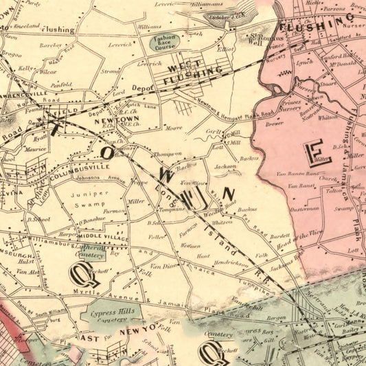 Vintage Map of Kings County, New York, 1860
