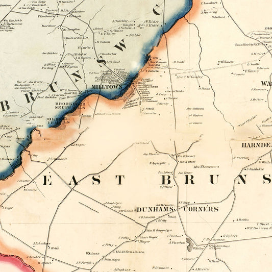 Vintage Map of Middlesex County, New Jersey, 1861
