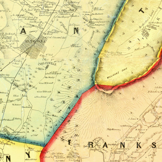 Vintage Map of Blair County, Pennsylvania, 1859