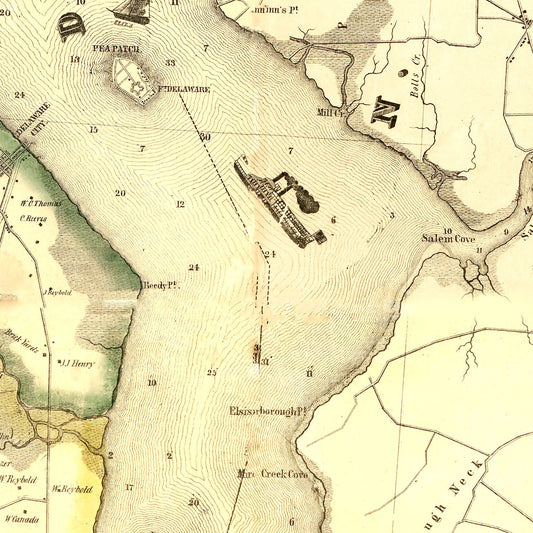 Vintage Map of New Castle County, Delaware, 1849
