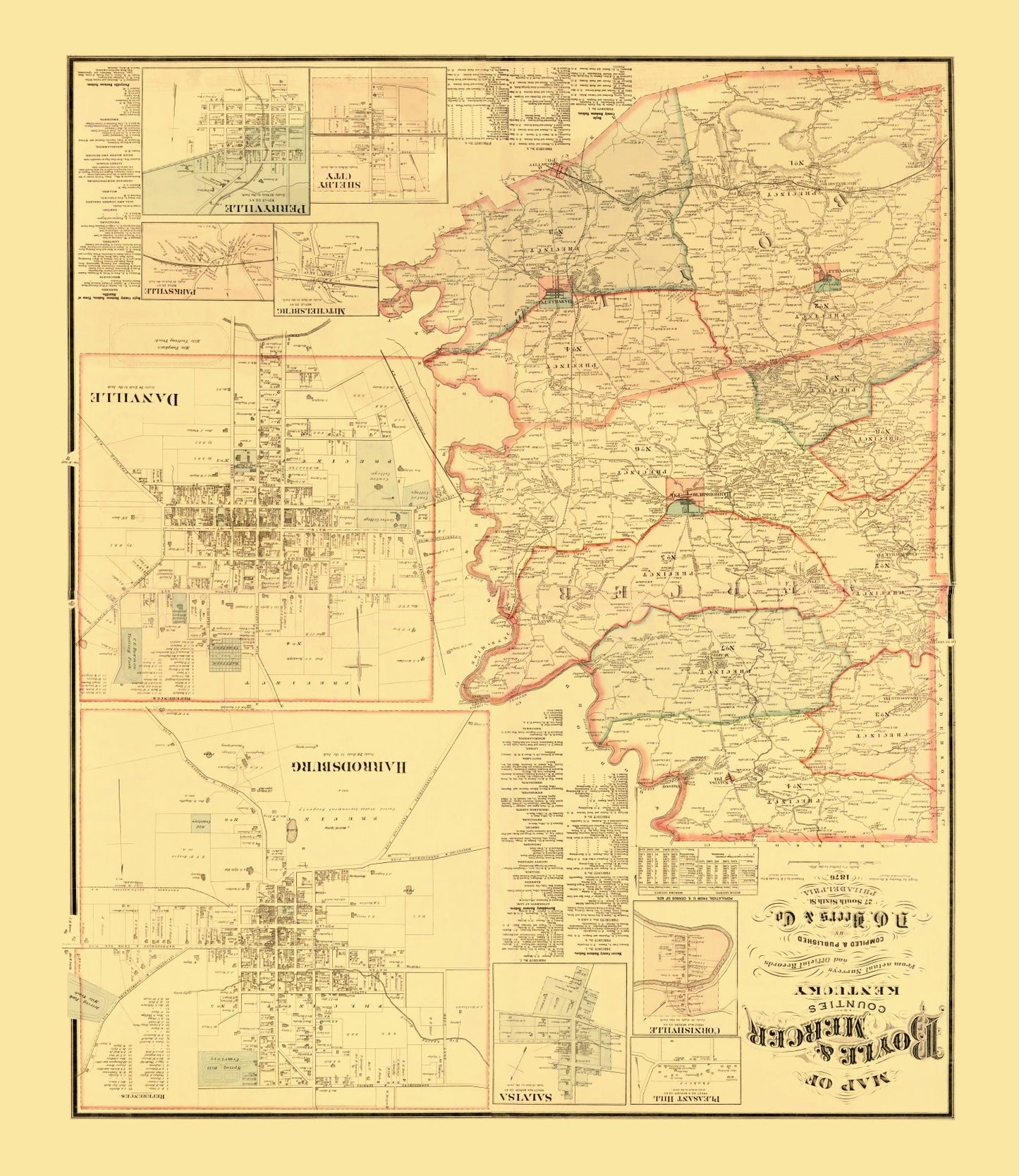 Vintage Map of Boyle County, Kentucky 1876
