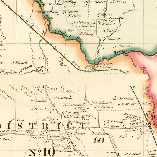 Vintage Map of Madison County, Tennessee, 1877