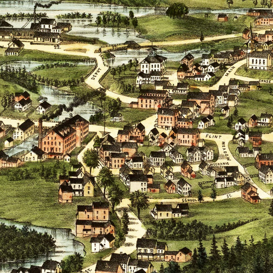 Vintage Map of Bridgton, Maine, 1888