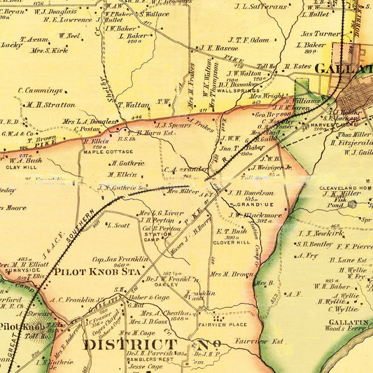 Vintage Map of Sumner County, Tennessee, 1878