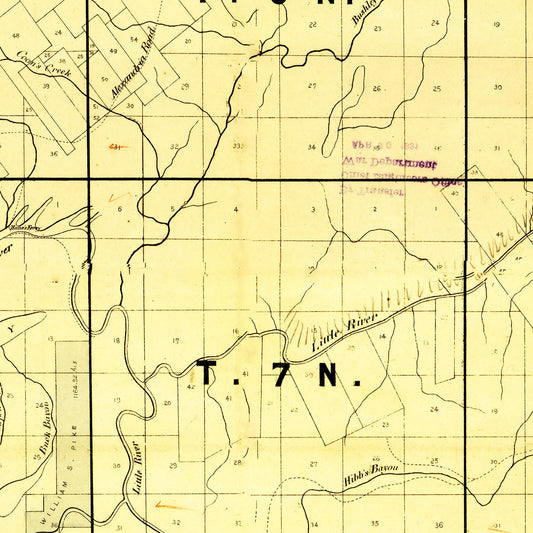 Vintage Map of Catahoula Parish, Louisiana, 1860