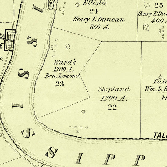 Vintage Map of Carroll Parish, Louisiana, 1860