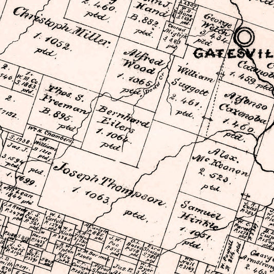 Vintage Map of Coryell County, Texas 1879