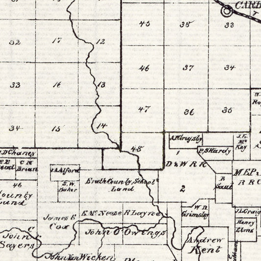 Vintage Map of Eastland County, Texas, 1890