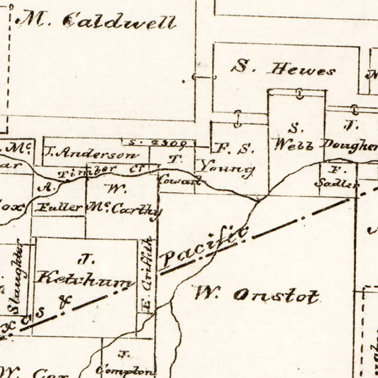 Vintage Map of Fannin County, Texas, 1870