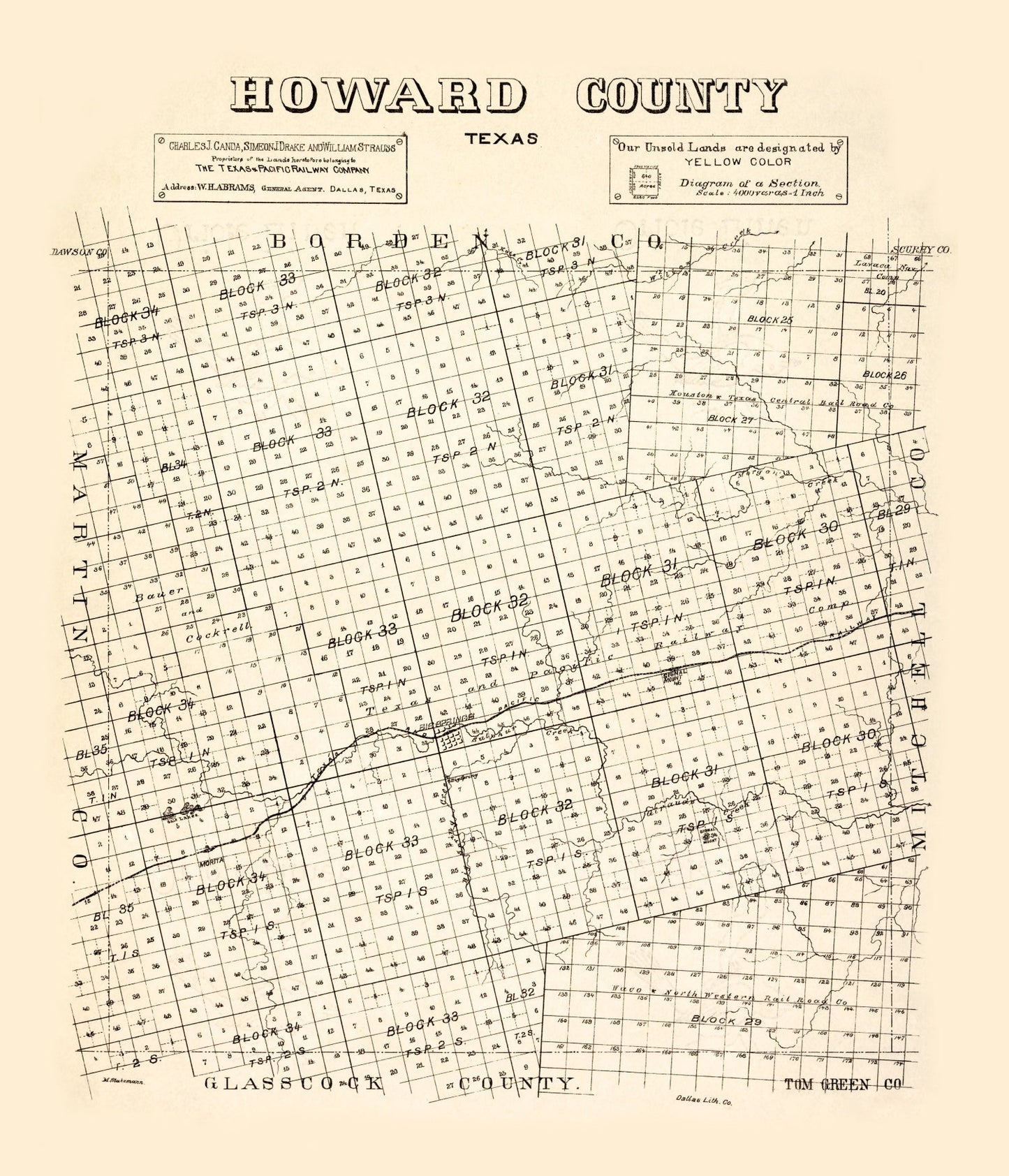 Vintage Map of Howard County, Texas, 1890