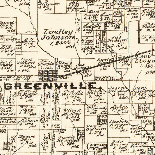 Vintage Map of Hunt County, Texas, 1879