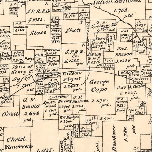 Vintage Map of Jack County, Texas, 1879