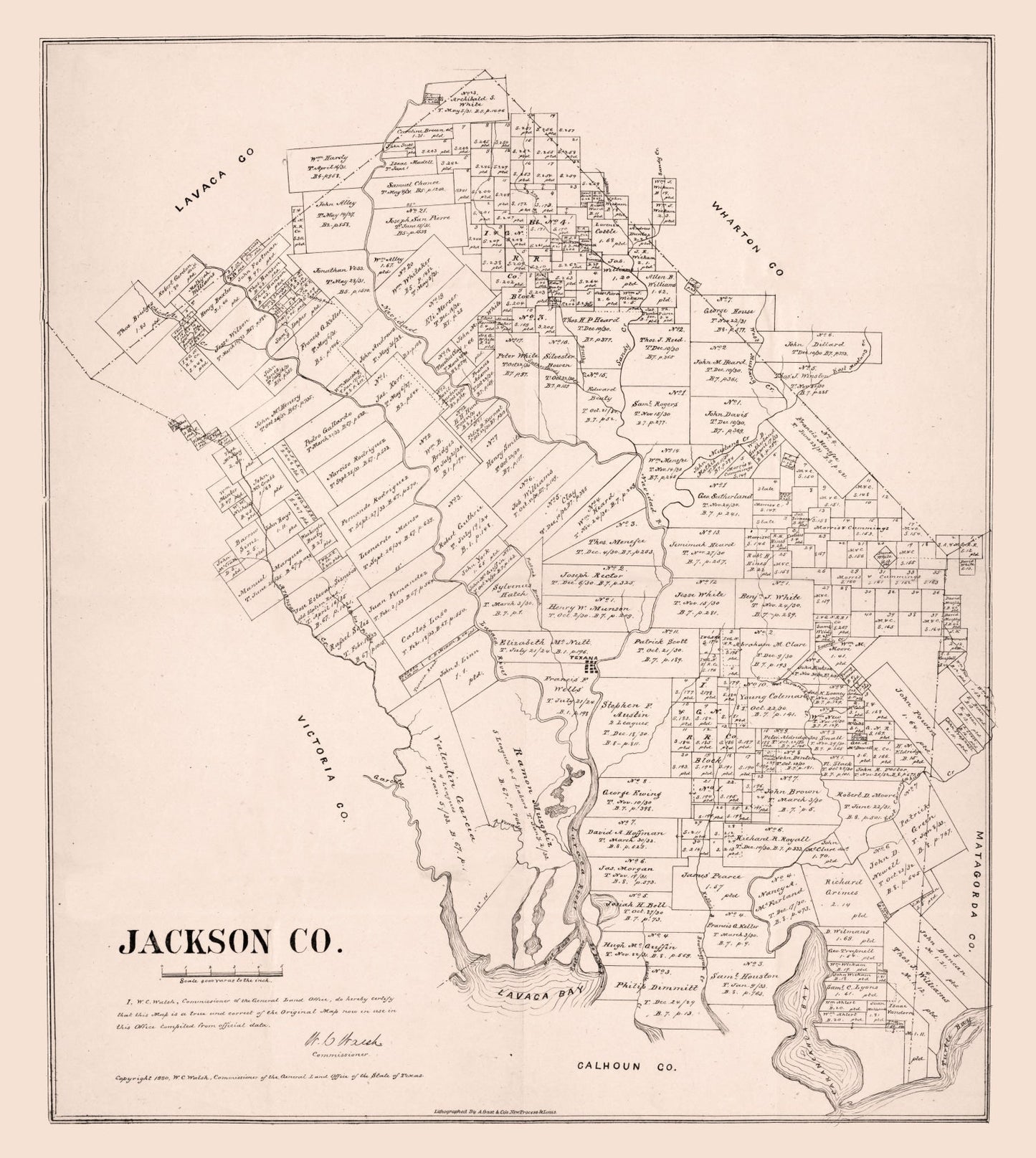 Vintage Map of Jackson County, Texas, 1880