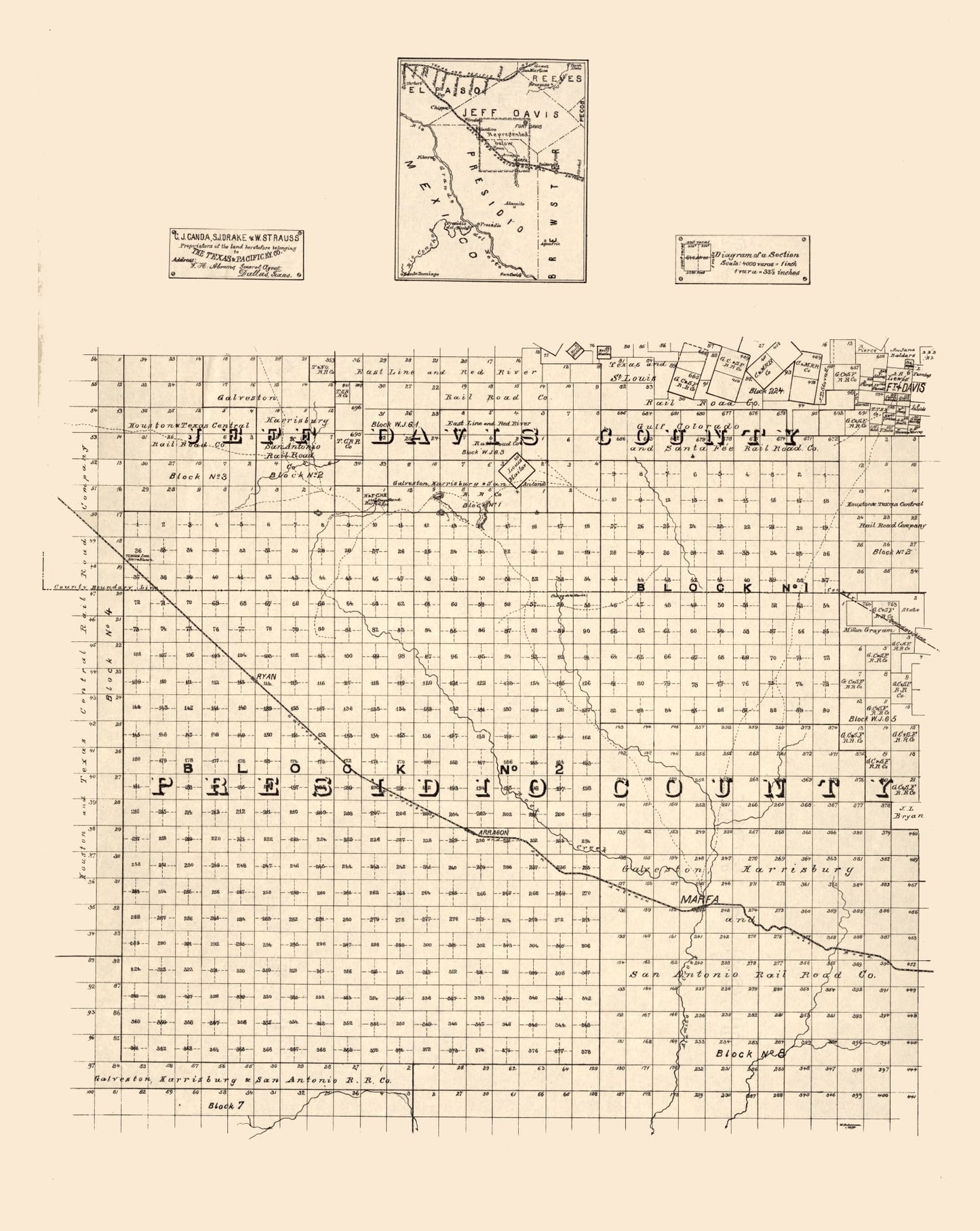 Vintage Map of Jeff Davis County, Texas, 1894