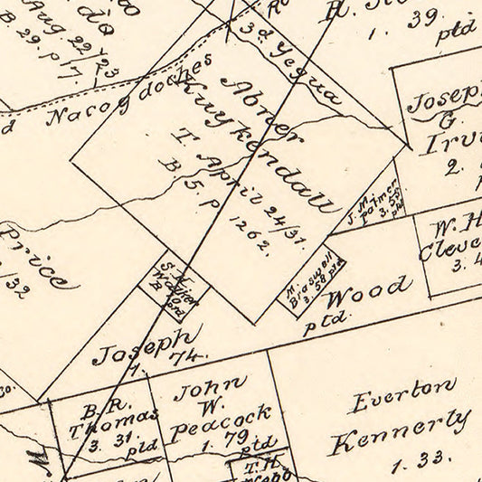 Vintage Map of Lee County, Texas, 1879