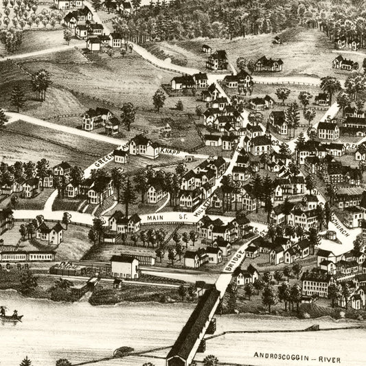 Vintage Map of Livermore Falls, Maine, 1889
