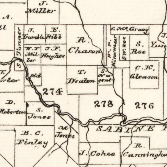 Vintage Map of Rains County, Texas, 1870