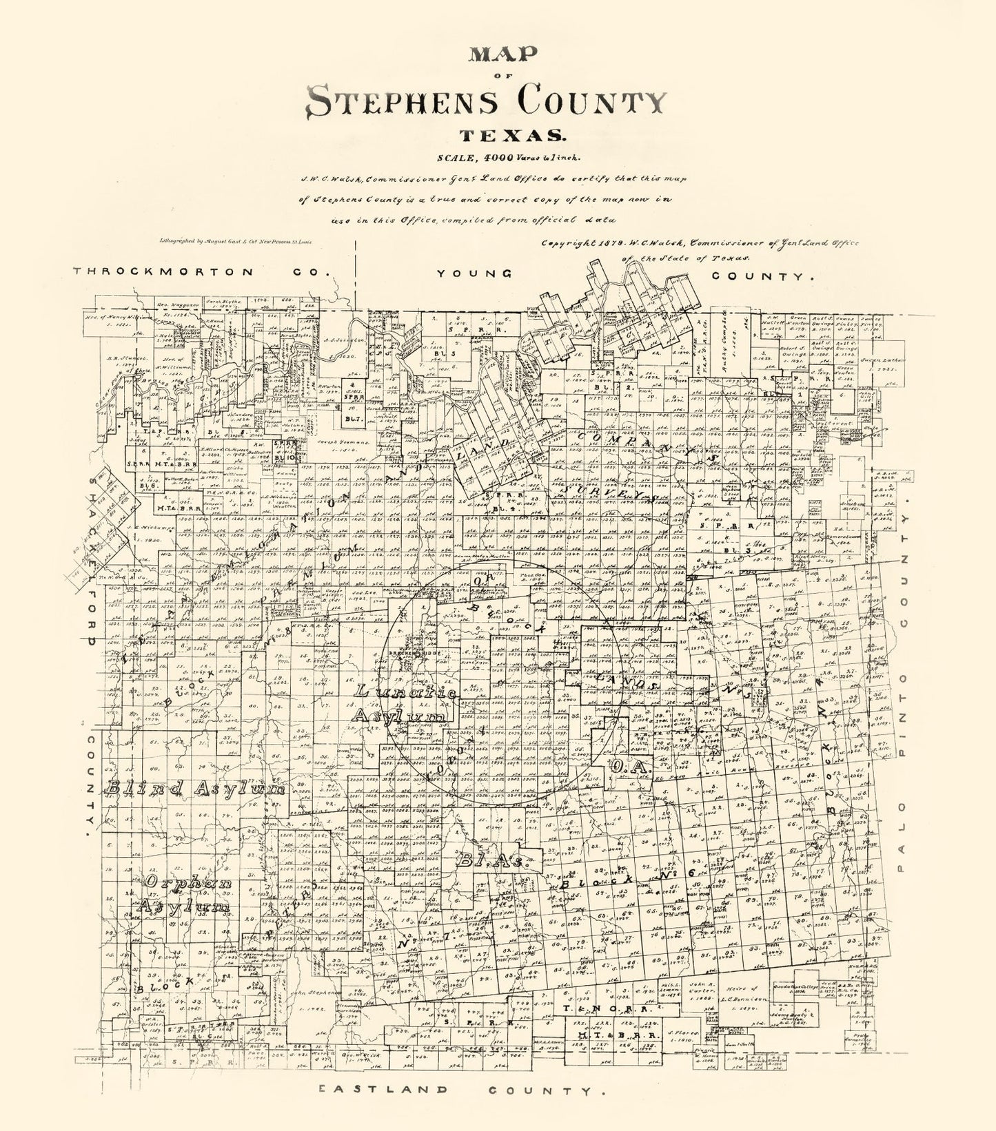 Vintage Map of Stephens County, Texas, 1879 II