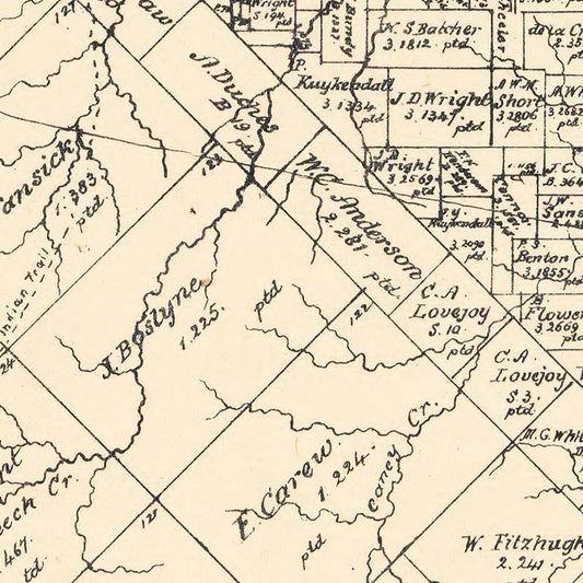 Vintage Map of Van Zandt County, Texas, 1884