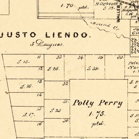 Vintage Map of Waller County, Texas 1879