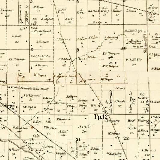 Vintage Map of Darke County, Ohio, 1857
