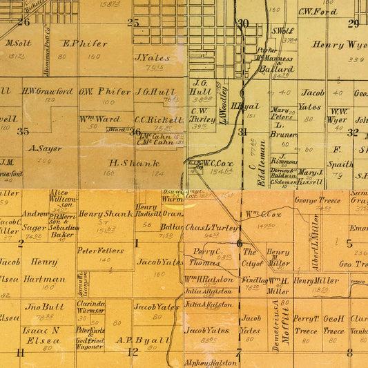 Vintage Map of Hancock County, Ohio, 1890