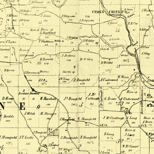 Vintage Map of Jefferson County, Ohio, 1856
