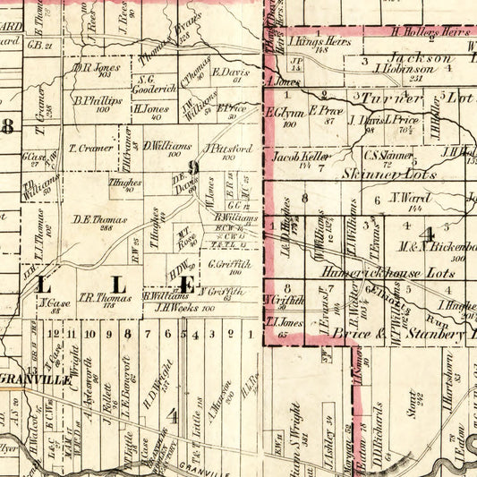 Vintage Map of Licking County, Ohio, 1854