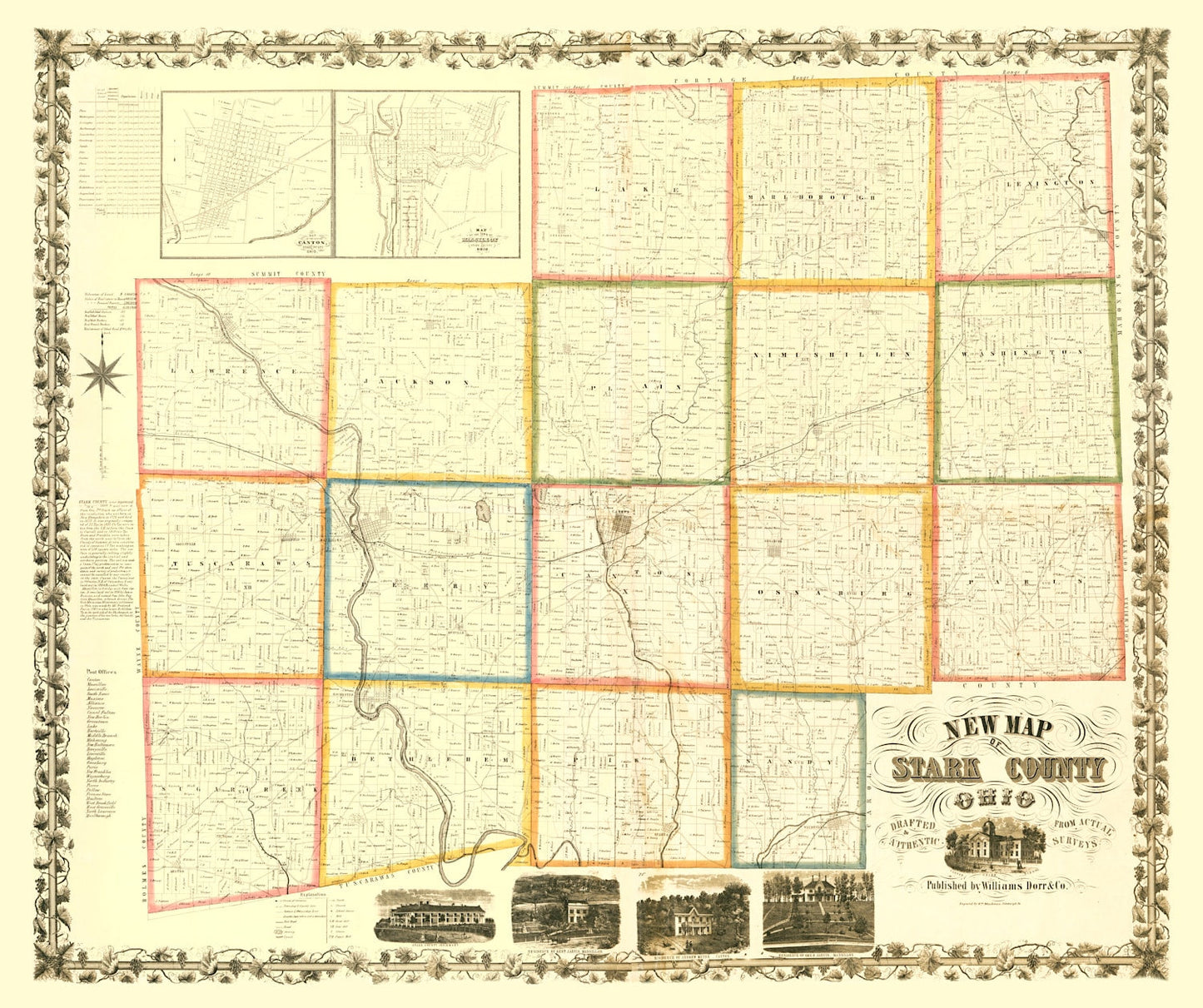 Vintage Map of Stark County, Ohio, 1850